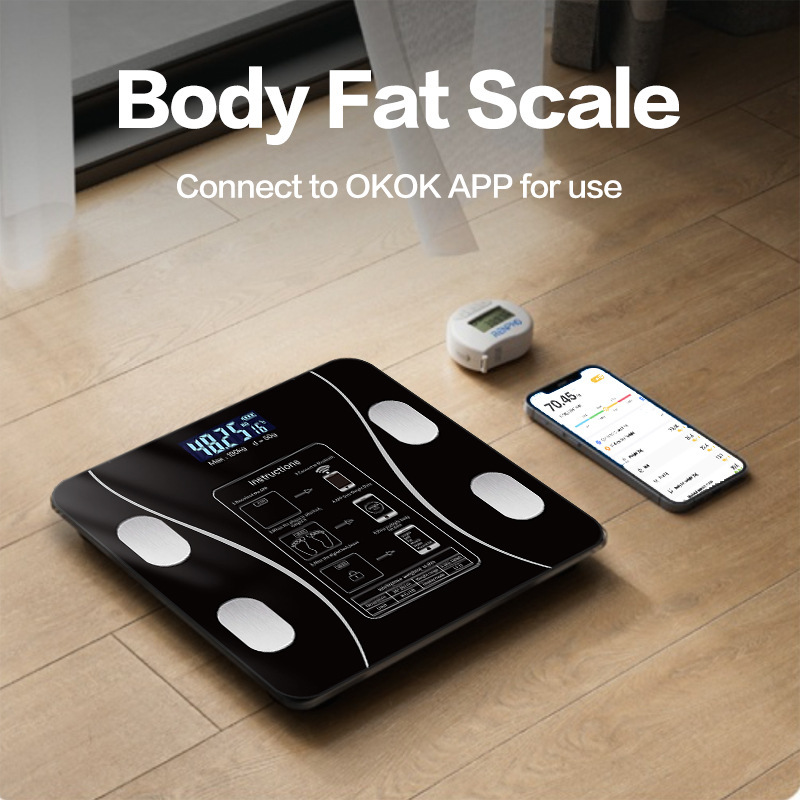 Digital Body Weight Scale - Oplaadbare slimme vetpercentage weegschaal Bluetooth digitale