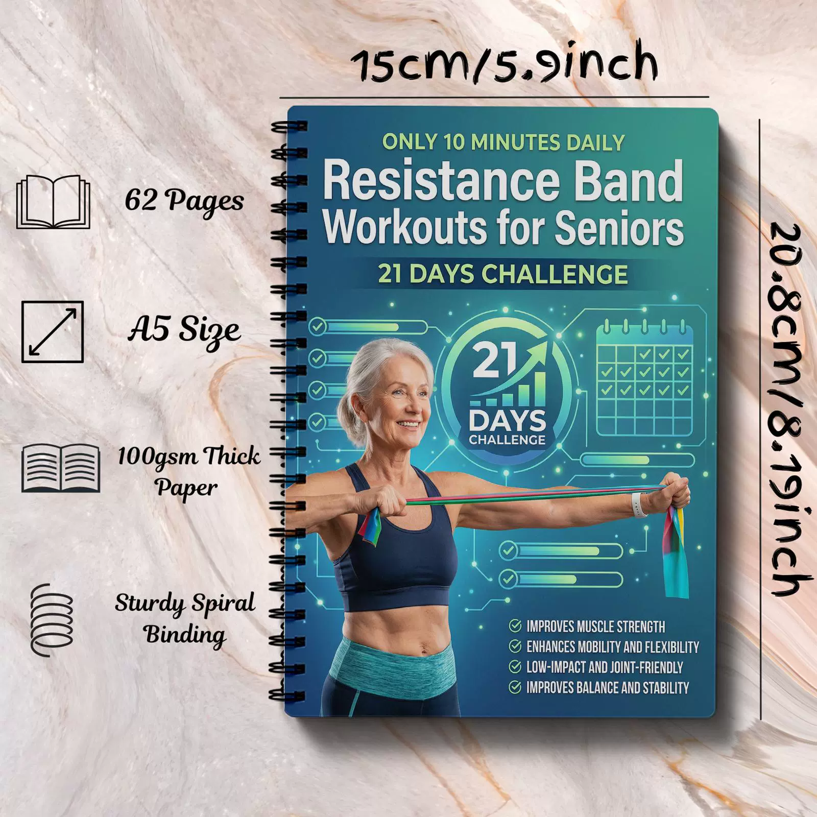 Oefeningen met weerstandsbande - Fitness Journal Planner recensie en prijs